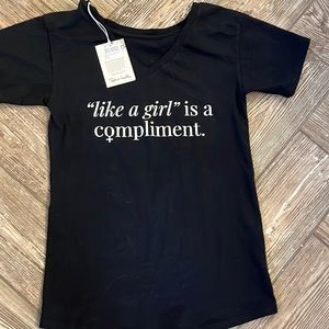 NWT Sseko Designs reversible “Like a Girl” tee, sz S